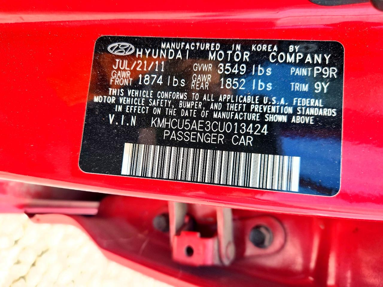 2012 Hyundai Accent Se Red vin: KMHCU5AE3CU013424