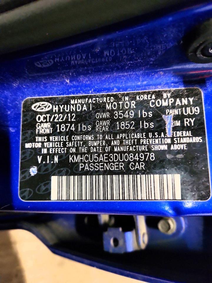 2013 Hyundai Accent Gls Blue vin: KMHCU5AE3DU084978