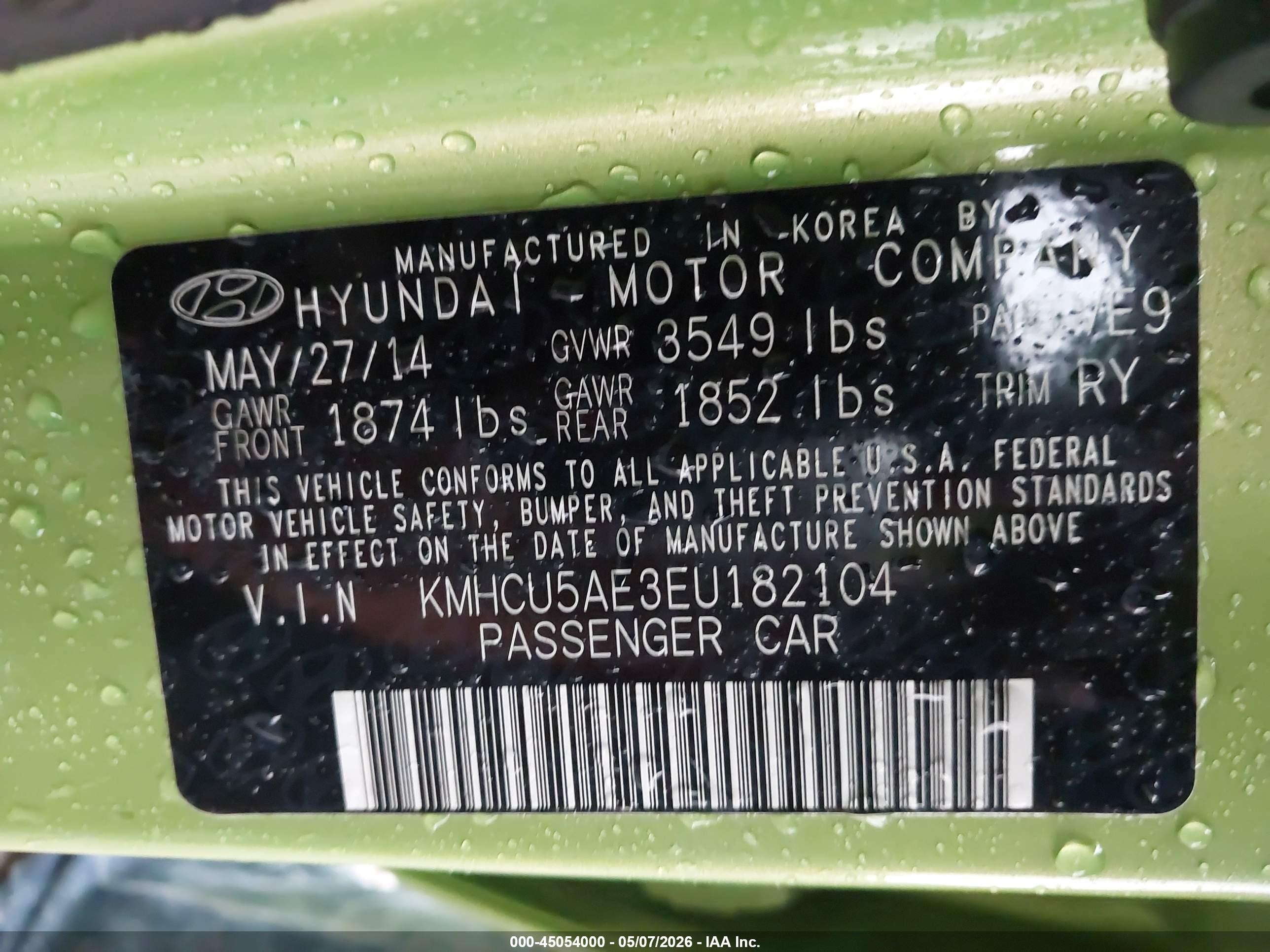 2014 Hyundai Accent Se Green vin: KMHCU5AE3EU182104