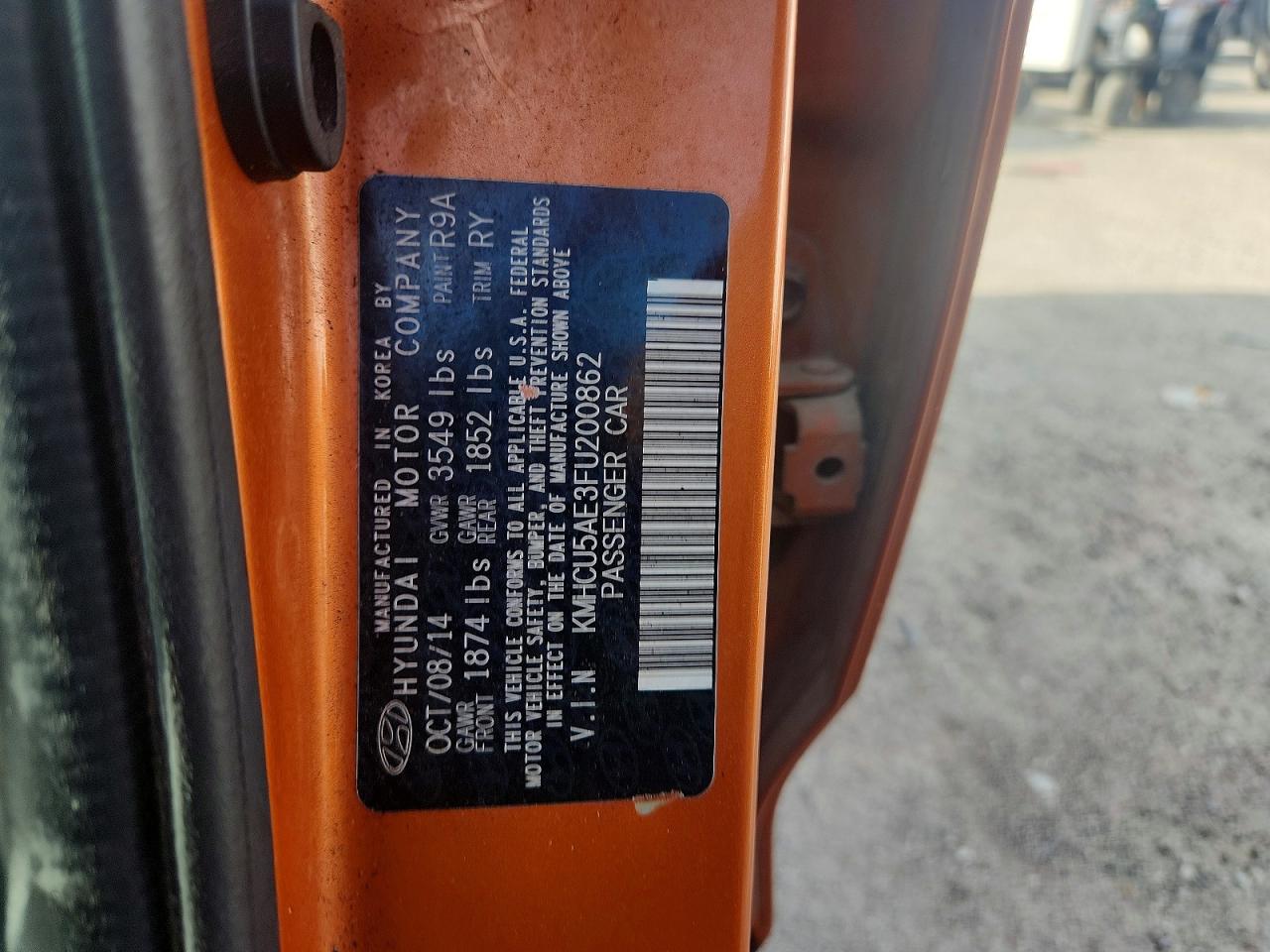 2015 Hyundai Accent Sport Orange vin: KMHCU5AE3FU200862