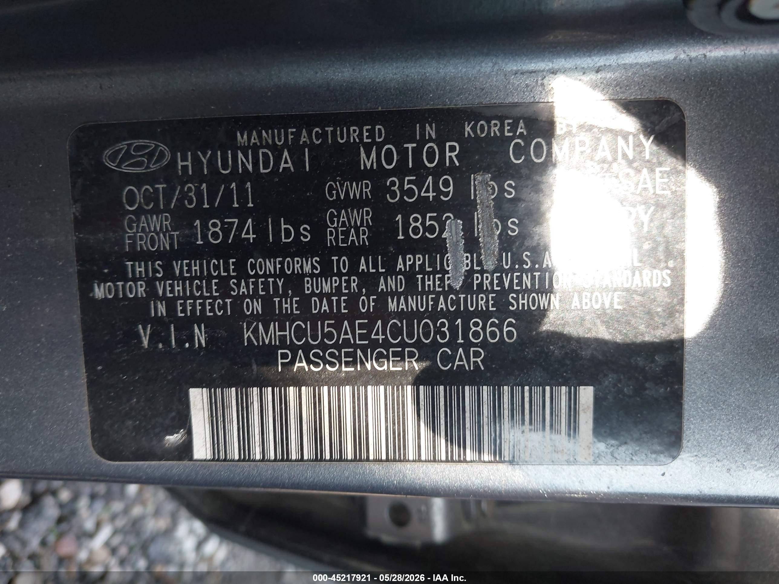 2012 Hyundai Accent Se Gray vin: KMHCU5AE4CU031866