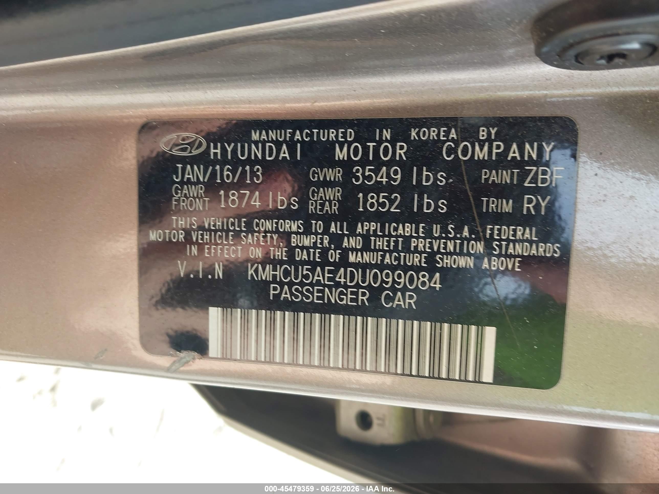 2013 Hyundai Accent Se Gray vin: KMHCU5AE4DU099084