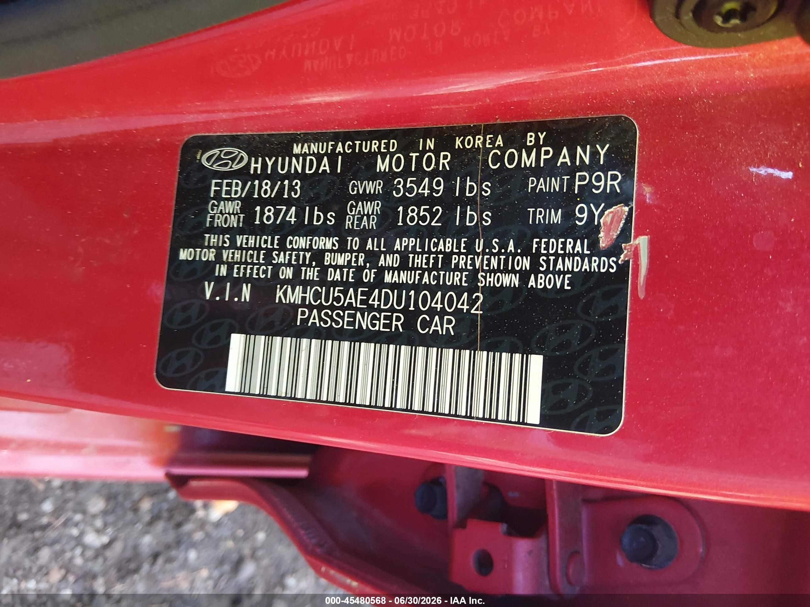 2013 Hyundai Accent Se Red vin: KMHCU5AE4DU104042