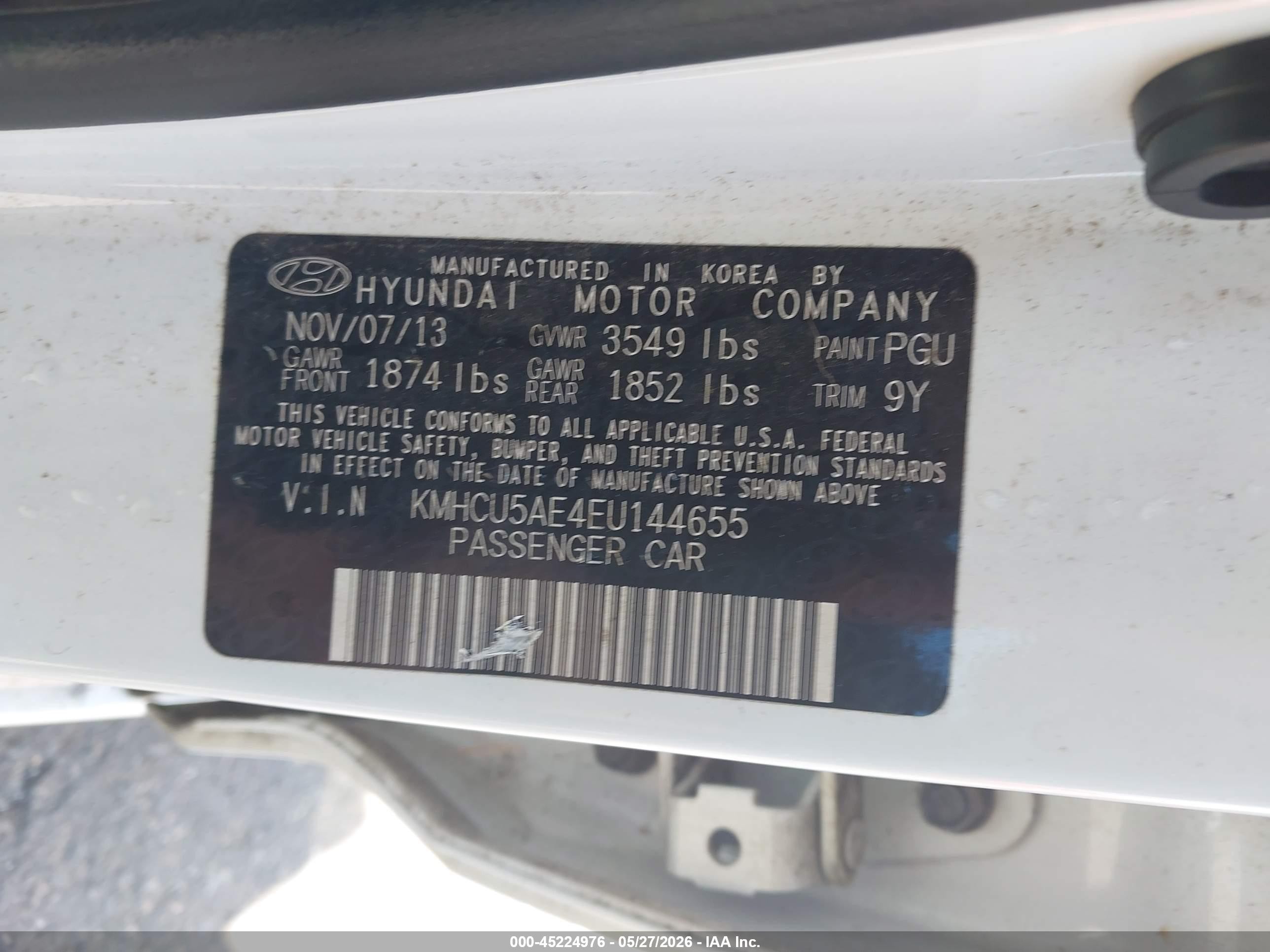 2014 Hyundai Accent Se White vin: KMHCU5AE4EU144655