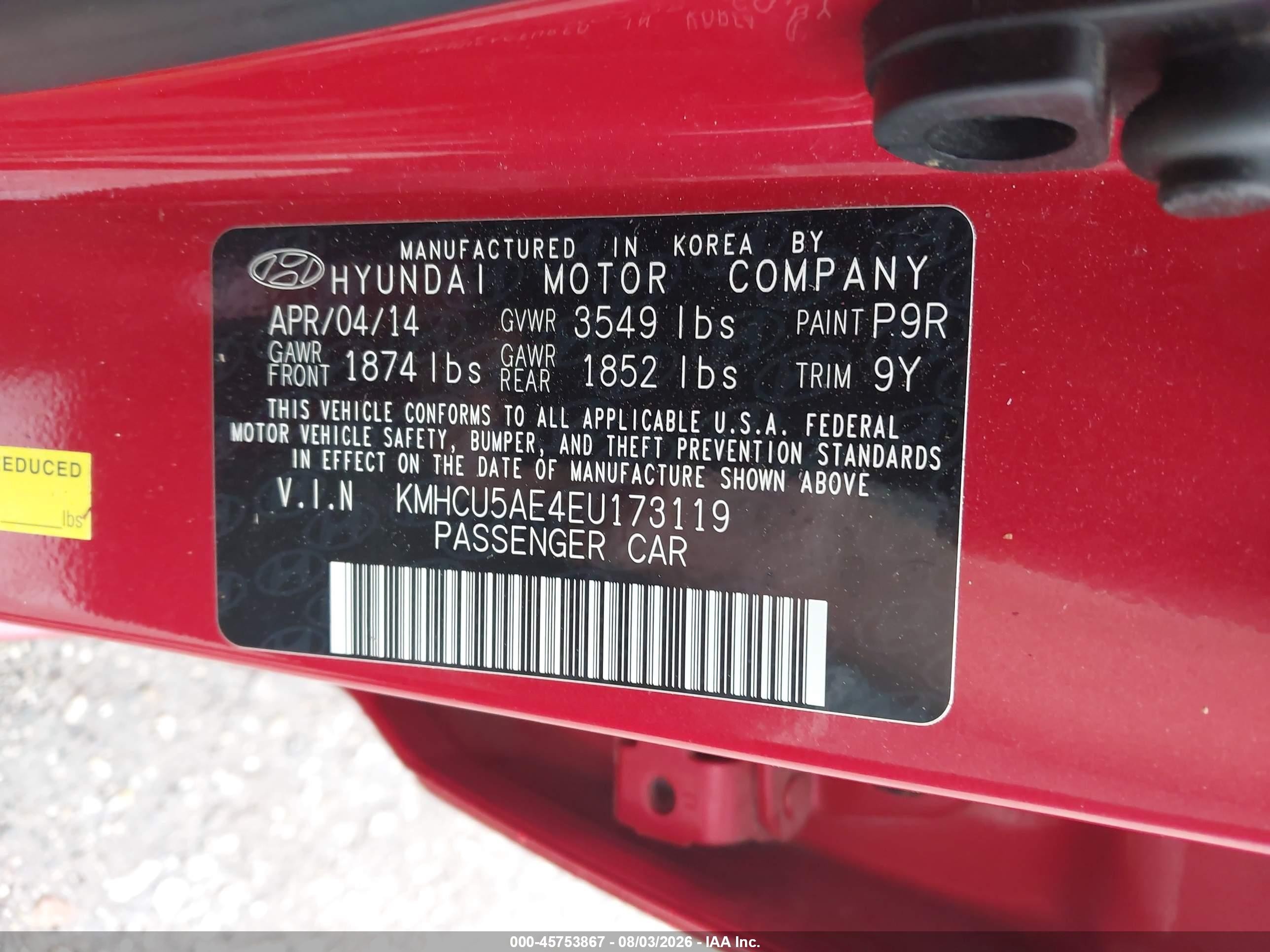 2014 Hyundai Accent Se Red vin: KMHCU5AE4EU173119