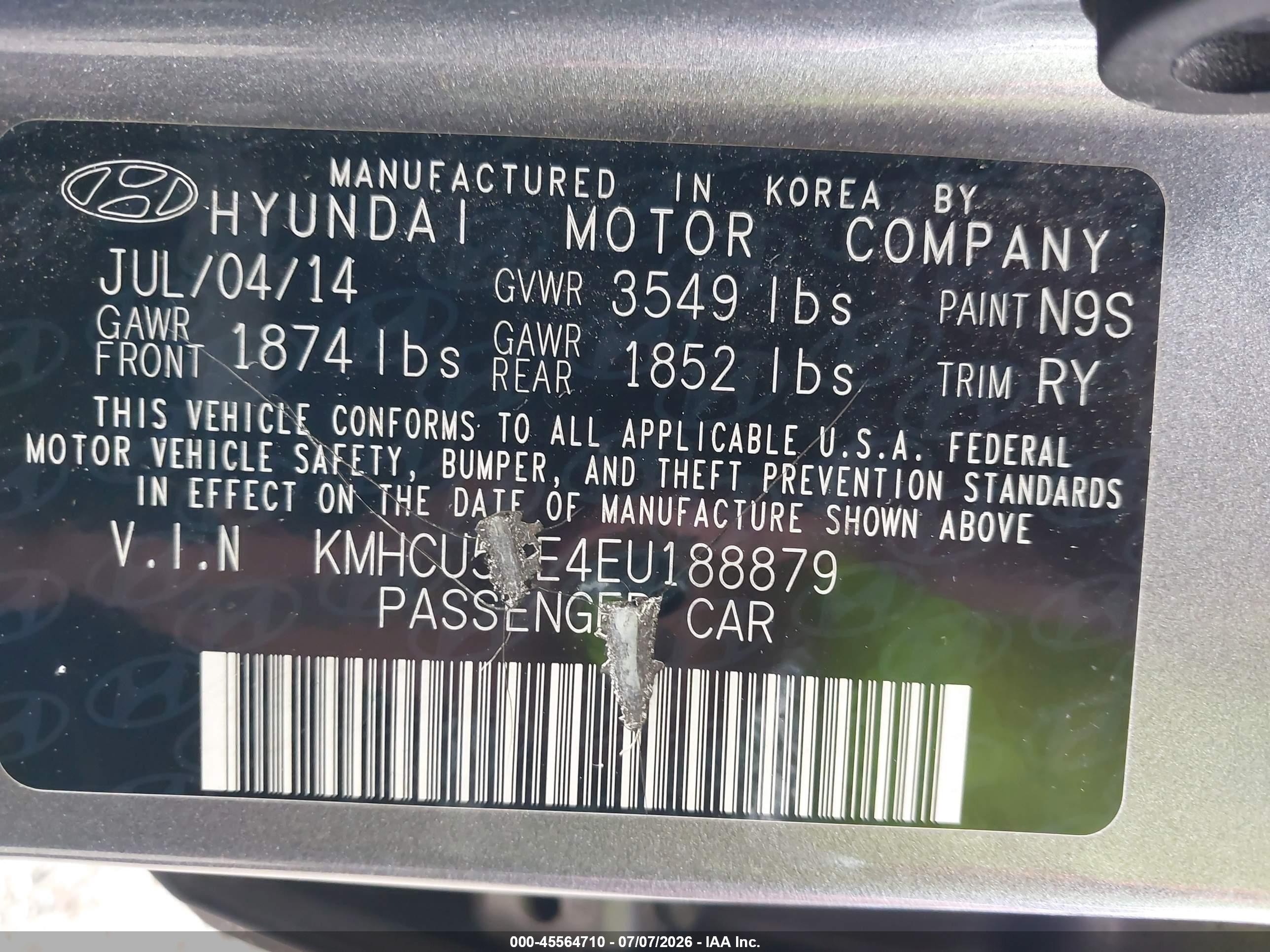 2014 Hyundai Accent Se Gray vin: KMHCU5AE4EU188879