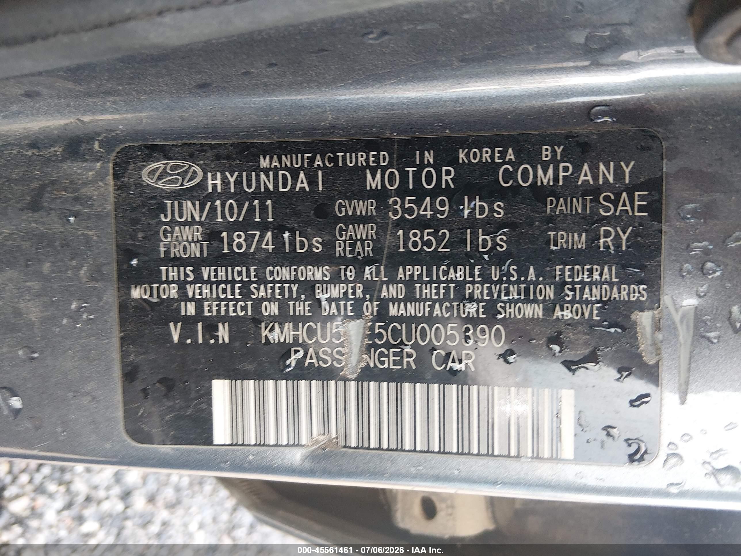 2012 Hyundai Accent Se Gray vin: KMHCU5AE5CU005390