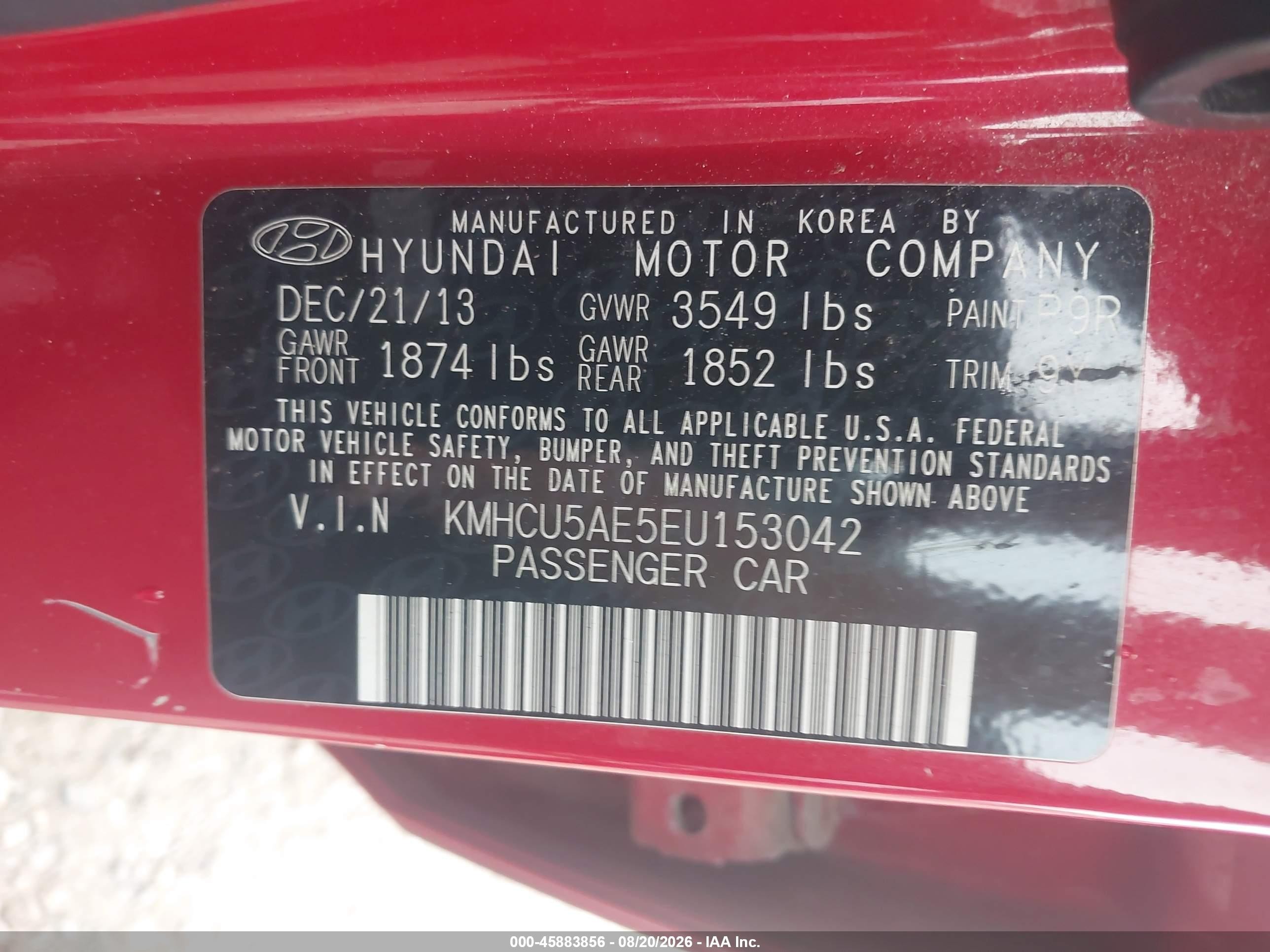 2014 Hyundai Accent Se Red vin: KMHCU5AE5EU153042