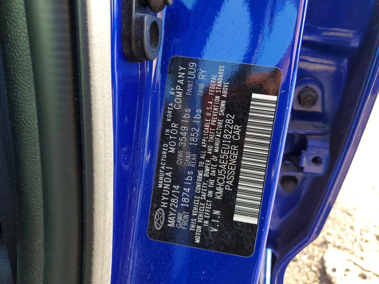 2014 Hyundai Accent Se Синий vin: KMHCU5AE5EU182282