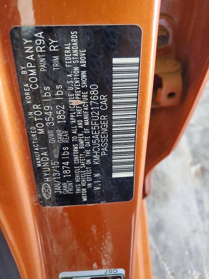 2015 Hyundai Accent Sport Orange vin: KMHCU5AE5FU217680