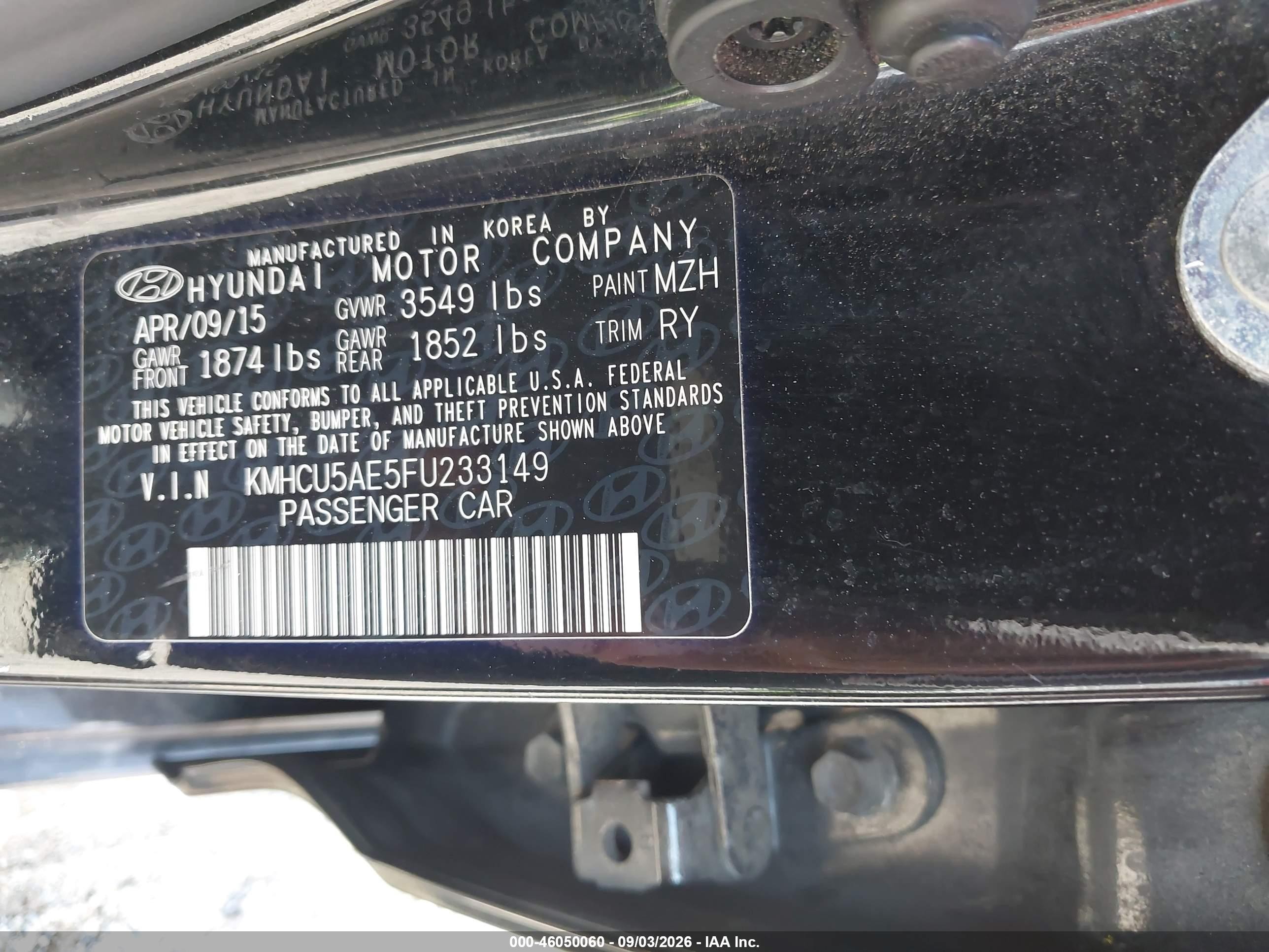 2015 Hyundai Accent Sport Черный vin: KMHCU5AE5FU233149