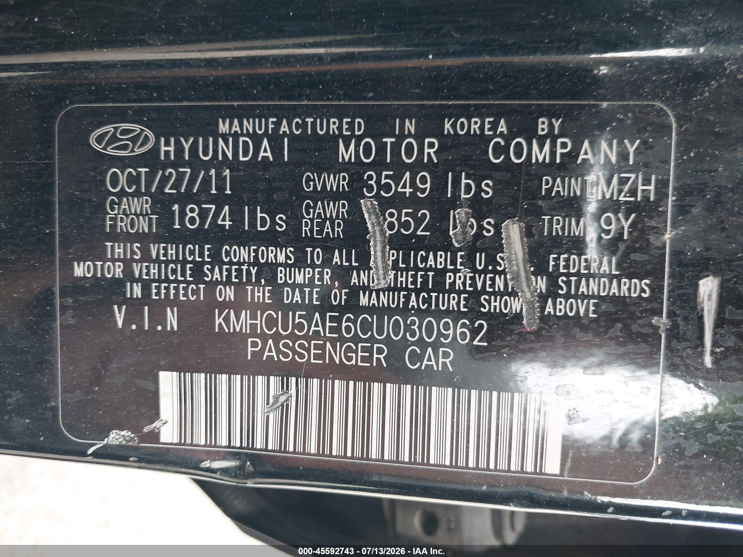 2012 Hyundai Accent Se Black vin: KMHCU5AE6CU030962