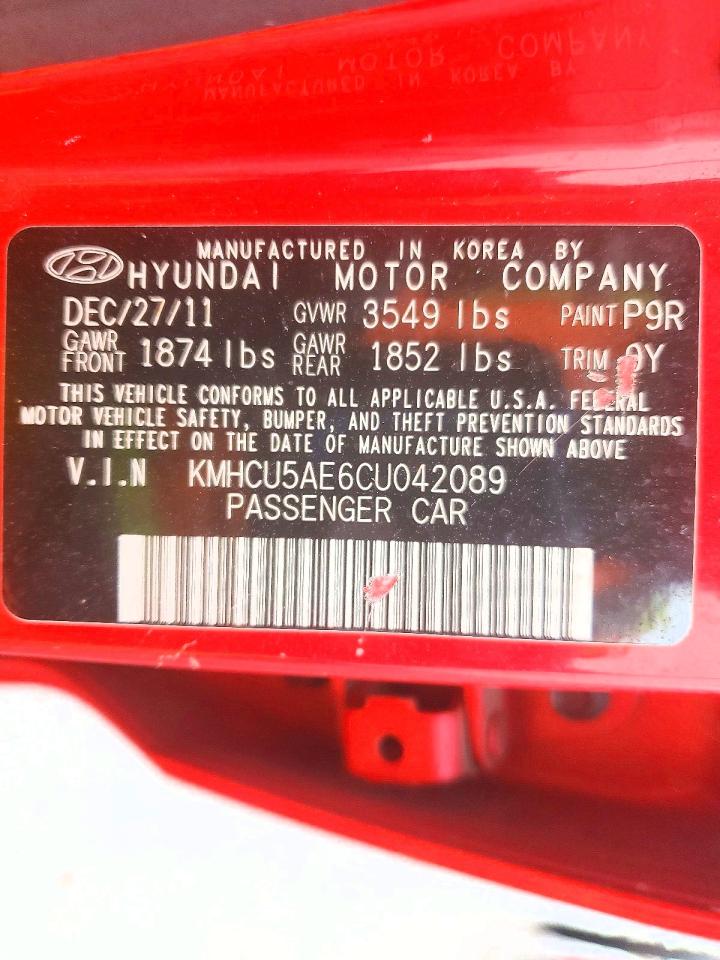 2012 Hyundai Accent Se Red vin: KMHCU5AE6CU042089