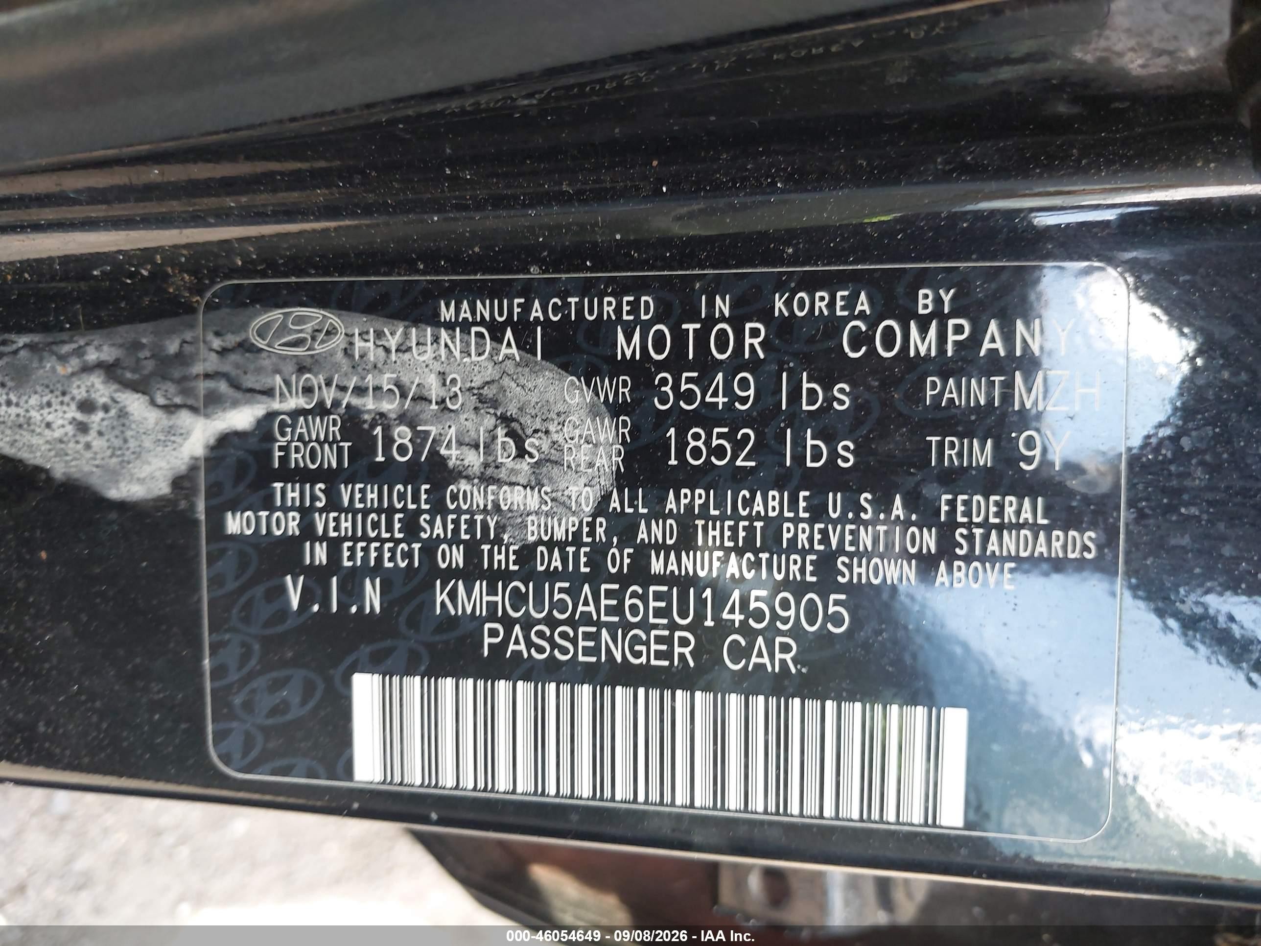 2014 Hyundai Accent Se Черный vin: KMHCU5AE6EU145905