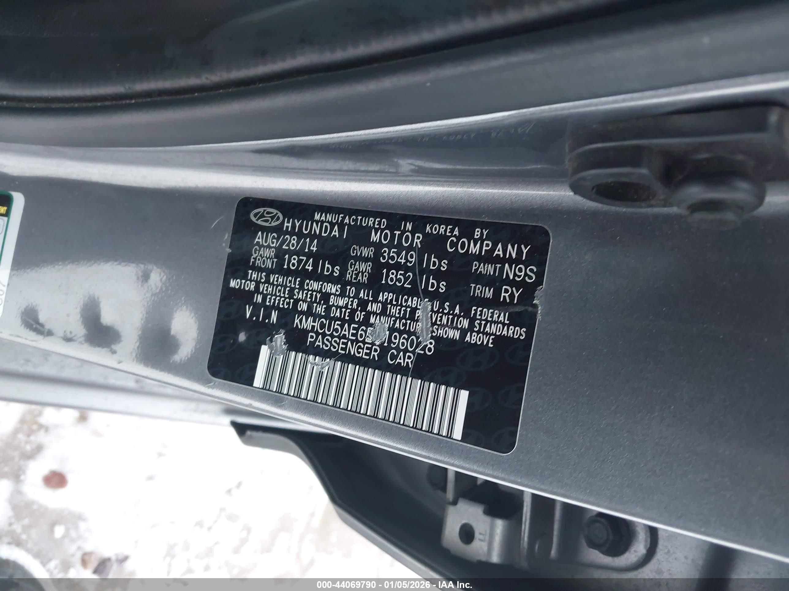 2014 Hyundai Accent Se Gray vin: KMHCU5AE6EU196028