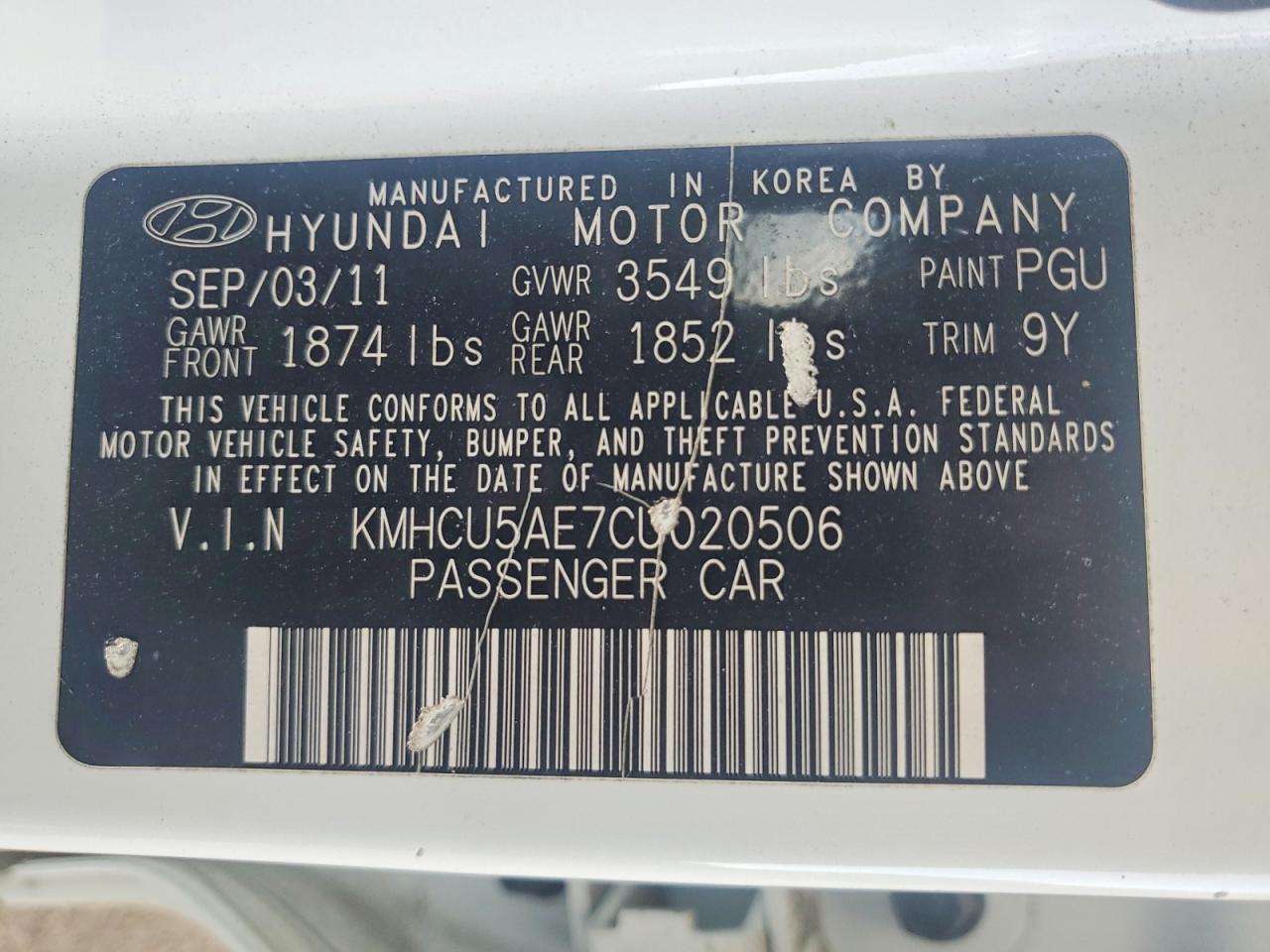 2012 Hyundai Accent Se White vin: KMHCU5AE7CU020506