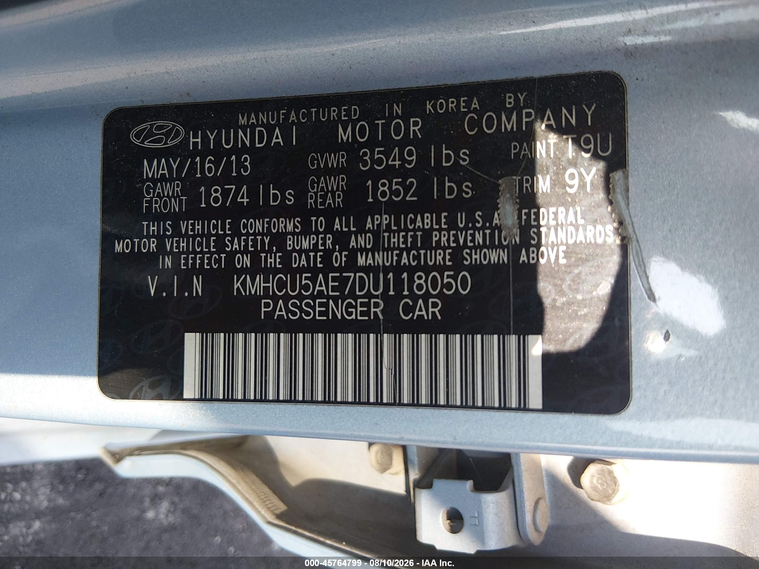 2013 Hyundai Accent Se Blue vin: KMHCU5AE7DU118050