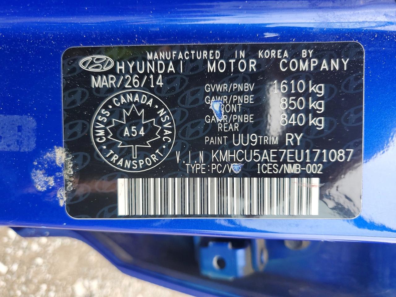 2014 Hyundai Accent Se Blue vin: KMHCU5AE7EU171087