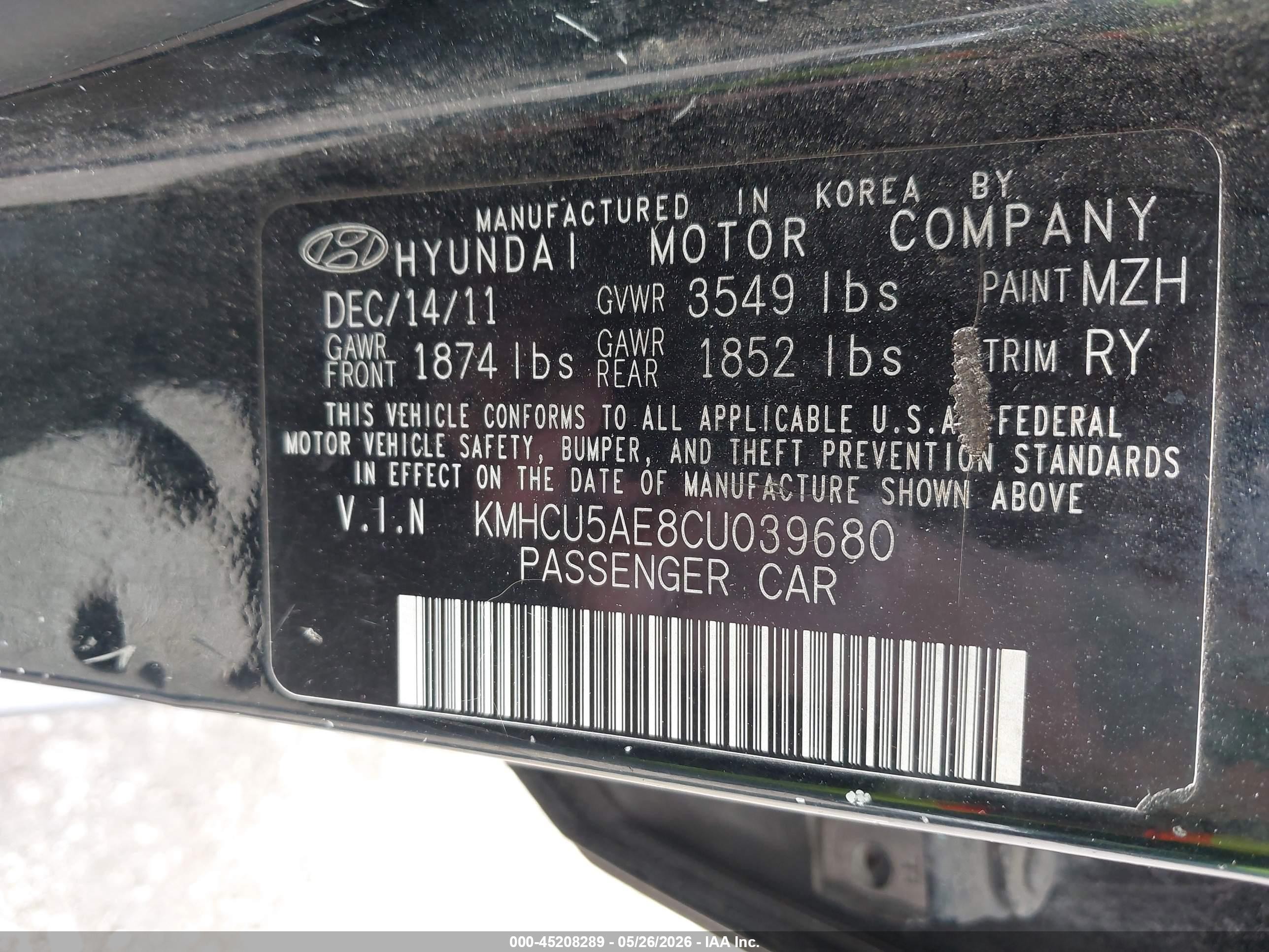 2012 Hyundai Accent Se Black vin: KMHCU5AE8CU039680