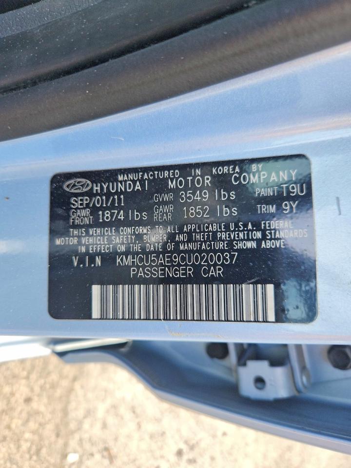 2012 Hyundai Accent Se Blue vin: KMHCU5AE9CU020037