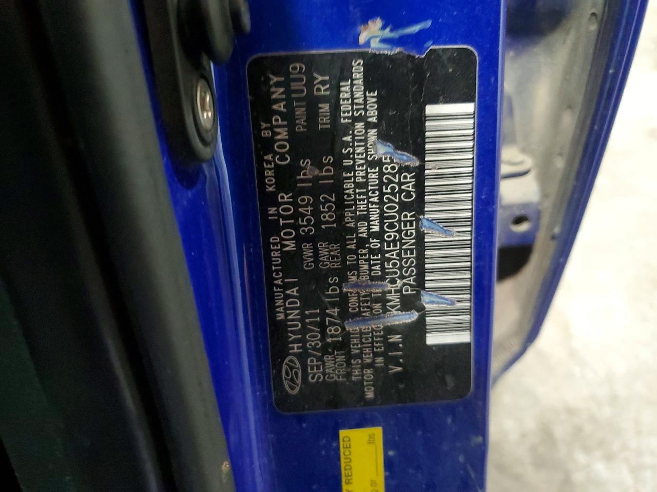 2012 Hyundai Accent Se Blue vin: KMHCU5AE9CU025285