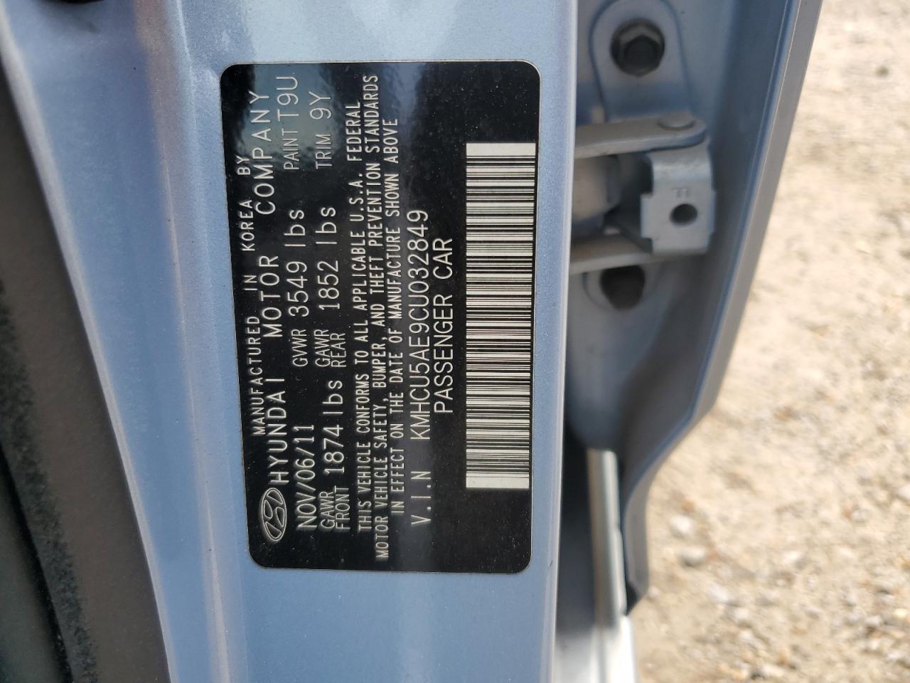 2012 Hyundai Accent Gls Blue vin: KMHCU5AE9CU032849