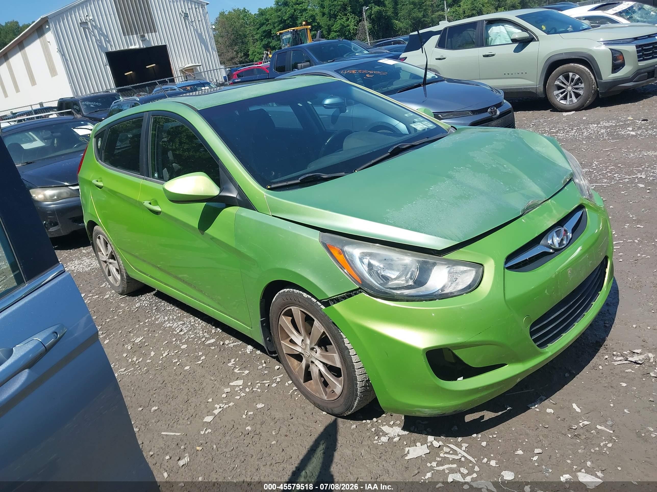 2012 Hyundai Accent Se Green vin: KMHCU5AEXCU035257