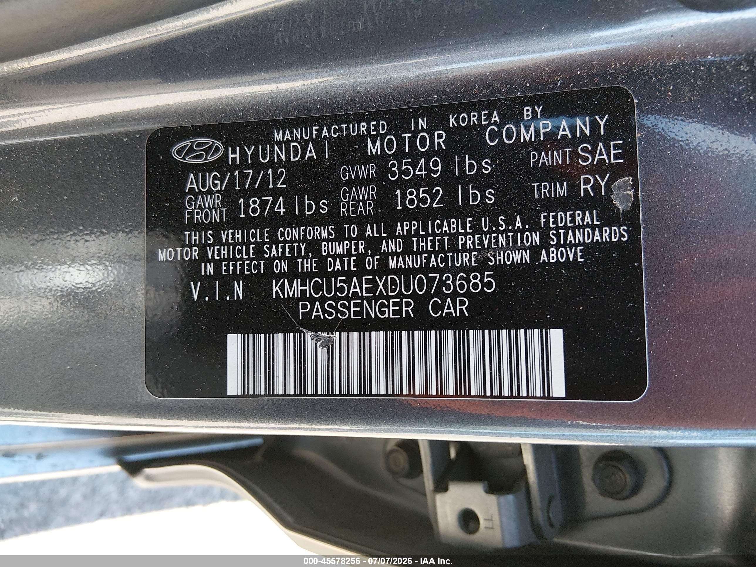 2013 Hyundai Accent Se Gray vin: KMHCU5AEXDU073685