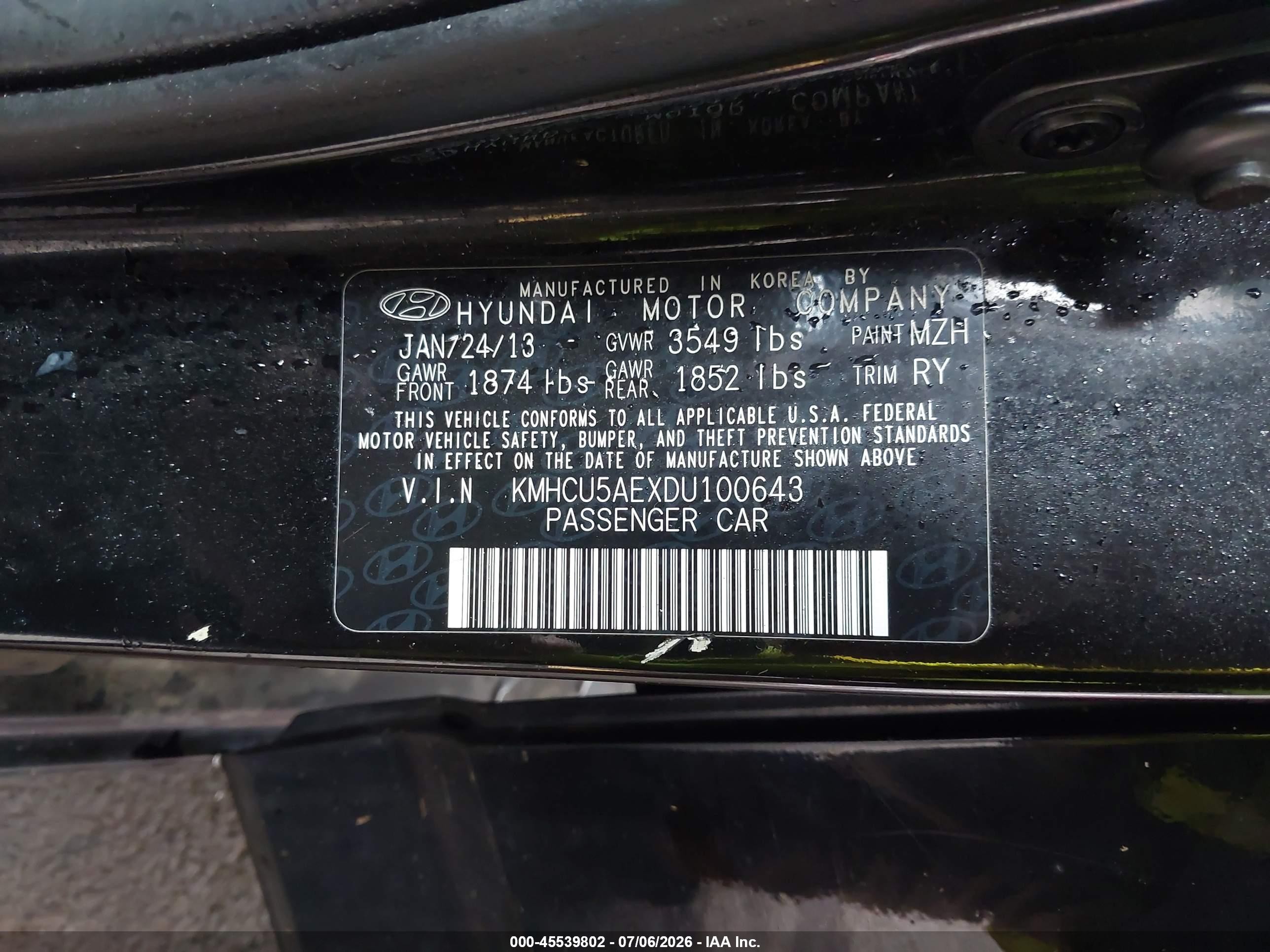 2013 Hyundai Accent Se Black vin: KMHCU5AEXDU100643