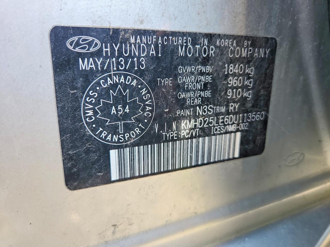 2013 Hyundai Elantra Gt Серебряный vin: KMHD25LE6DU113560