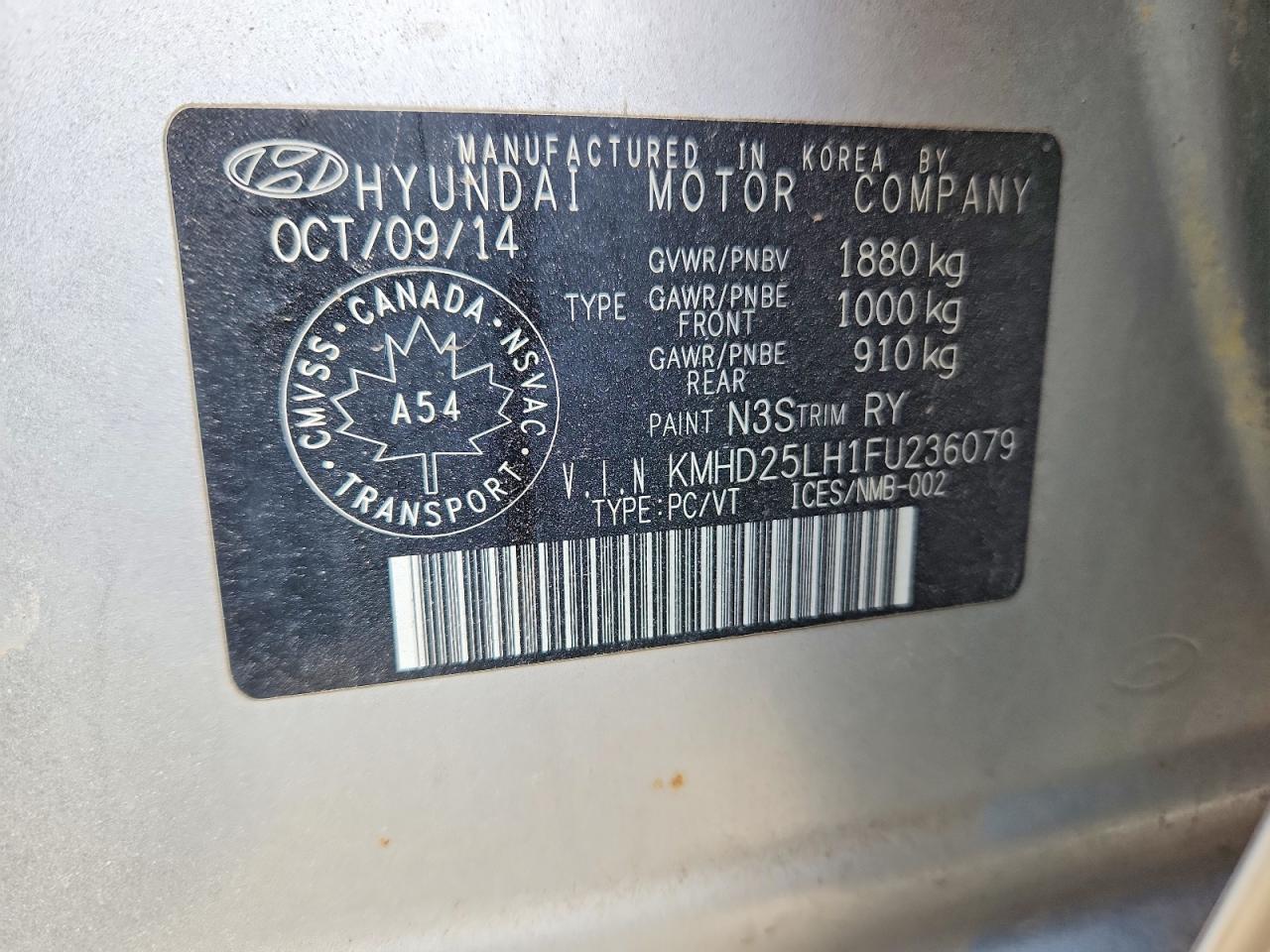 2015 Hyundai Elantra Gt Silver vin: KMHD25LH1FU236079