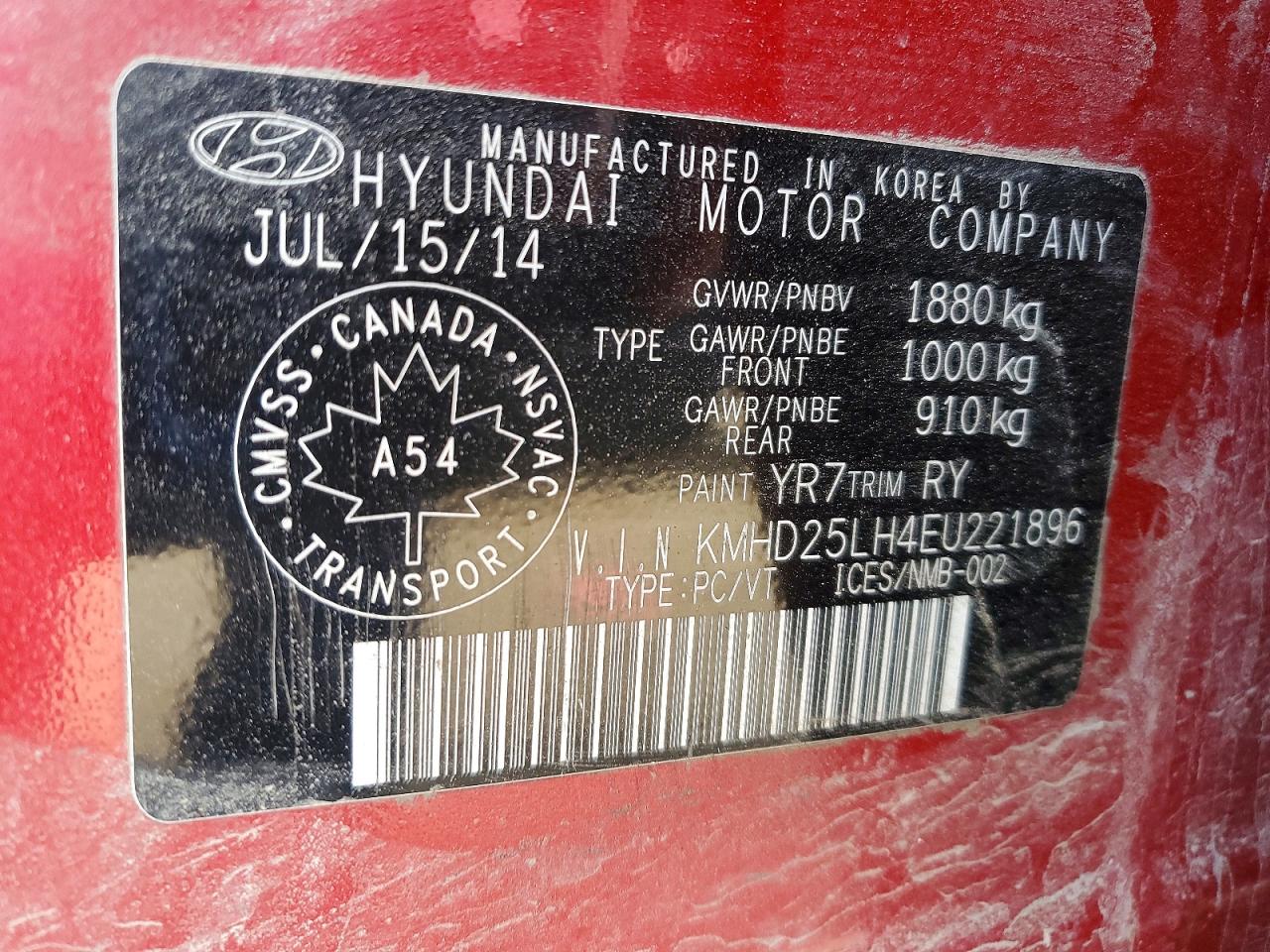 2014 Hyundai Elantra Gt Red vin: KMHD25LH4EU221896