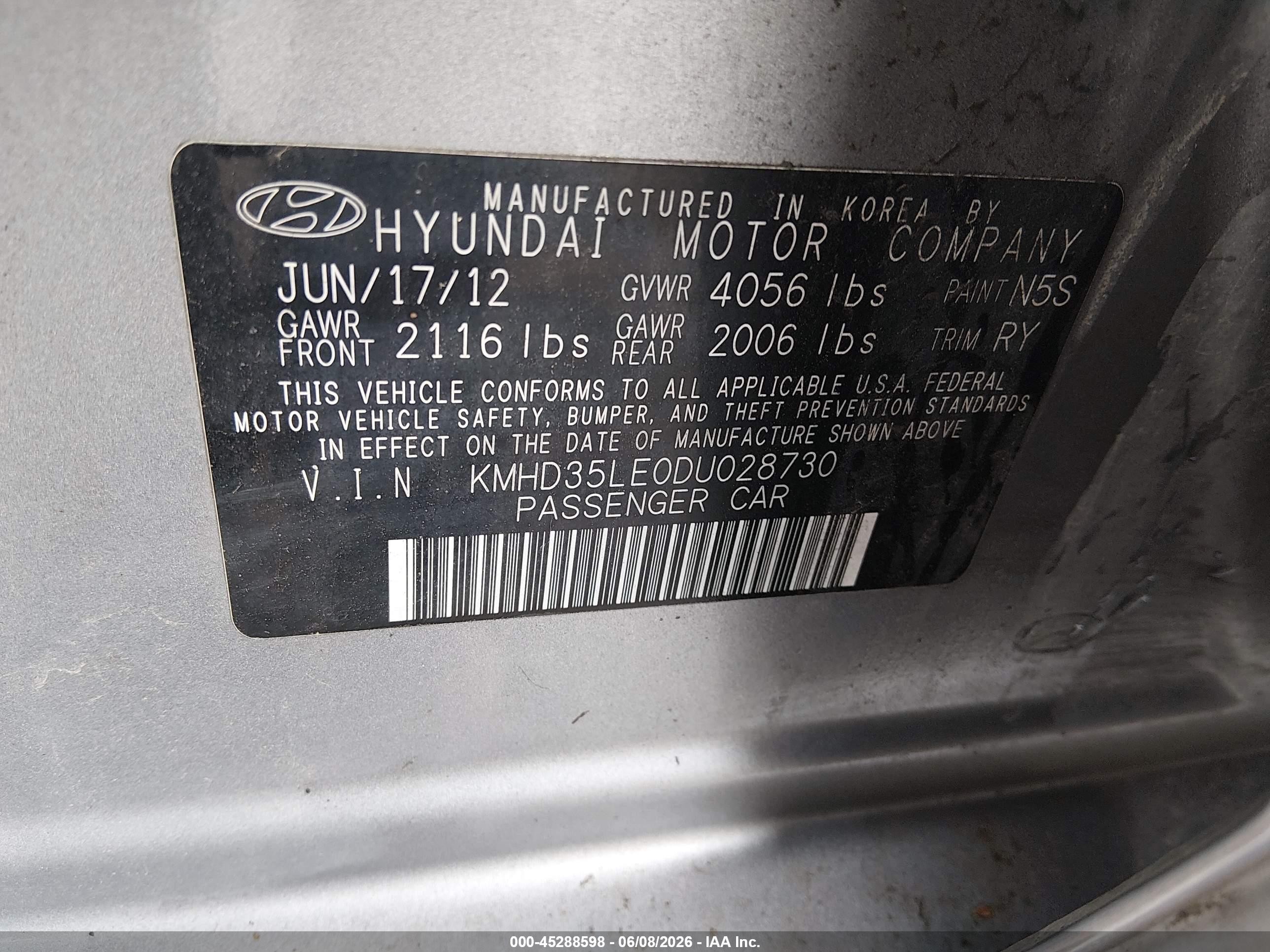 2013 Hyundai Elantra Gt   Gray vin: KMHD35LE0DU028730