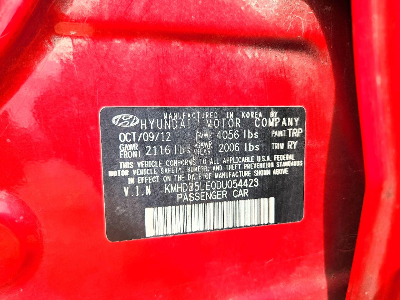 2013 Hyundai Elantra Gt Base Red vin: KMHD35LE0DU054423