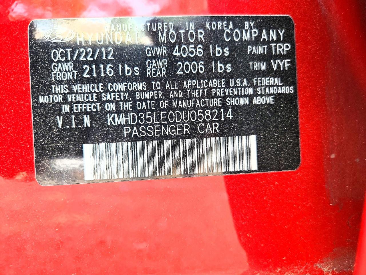 2013 Hyundai Elantra Gt Base Red vin: KMHD35LE0DU058214