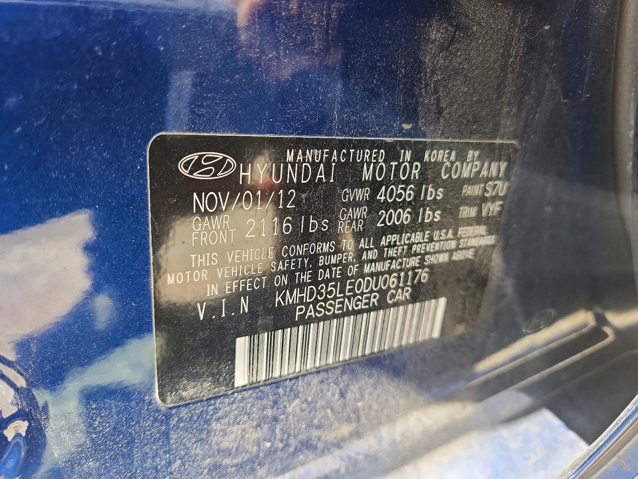 2013 Hyundai Elantra Gt Base Blue vin: KMHD35LE0DU061176