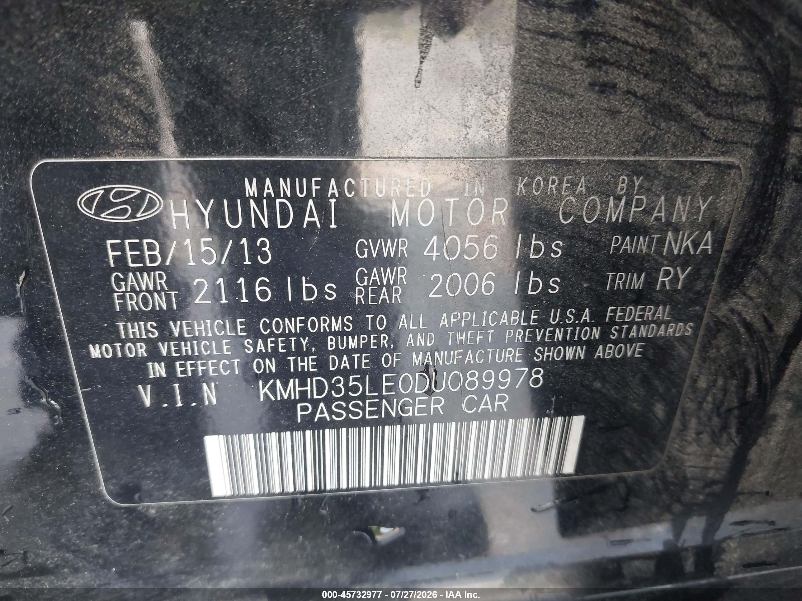 2013 Hyundai Elantra Gt   Black vin: KMHD35LE0DU089978