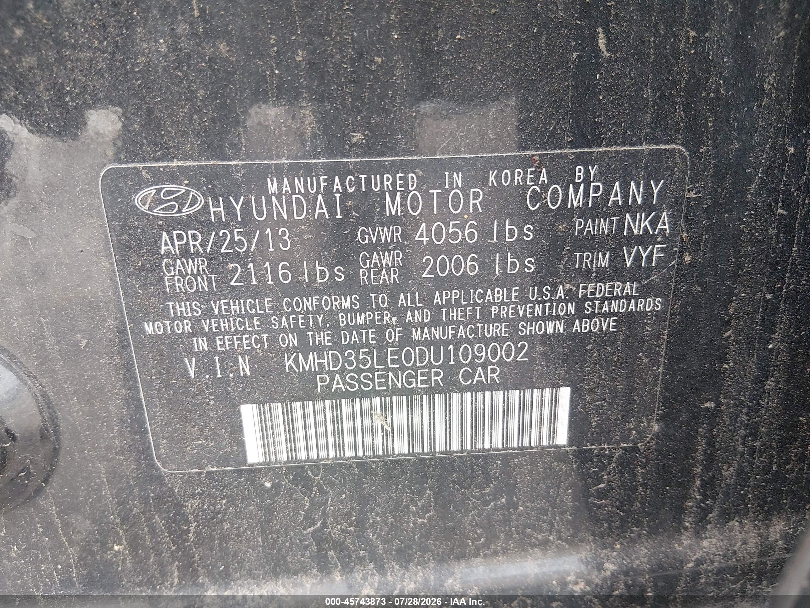 2013 Hyundai Elantra Gt Black vin: KMHD35LE0DU109002