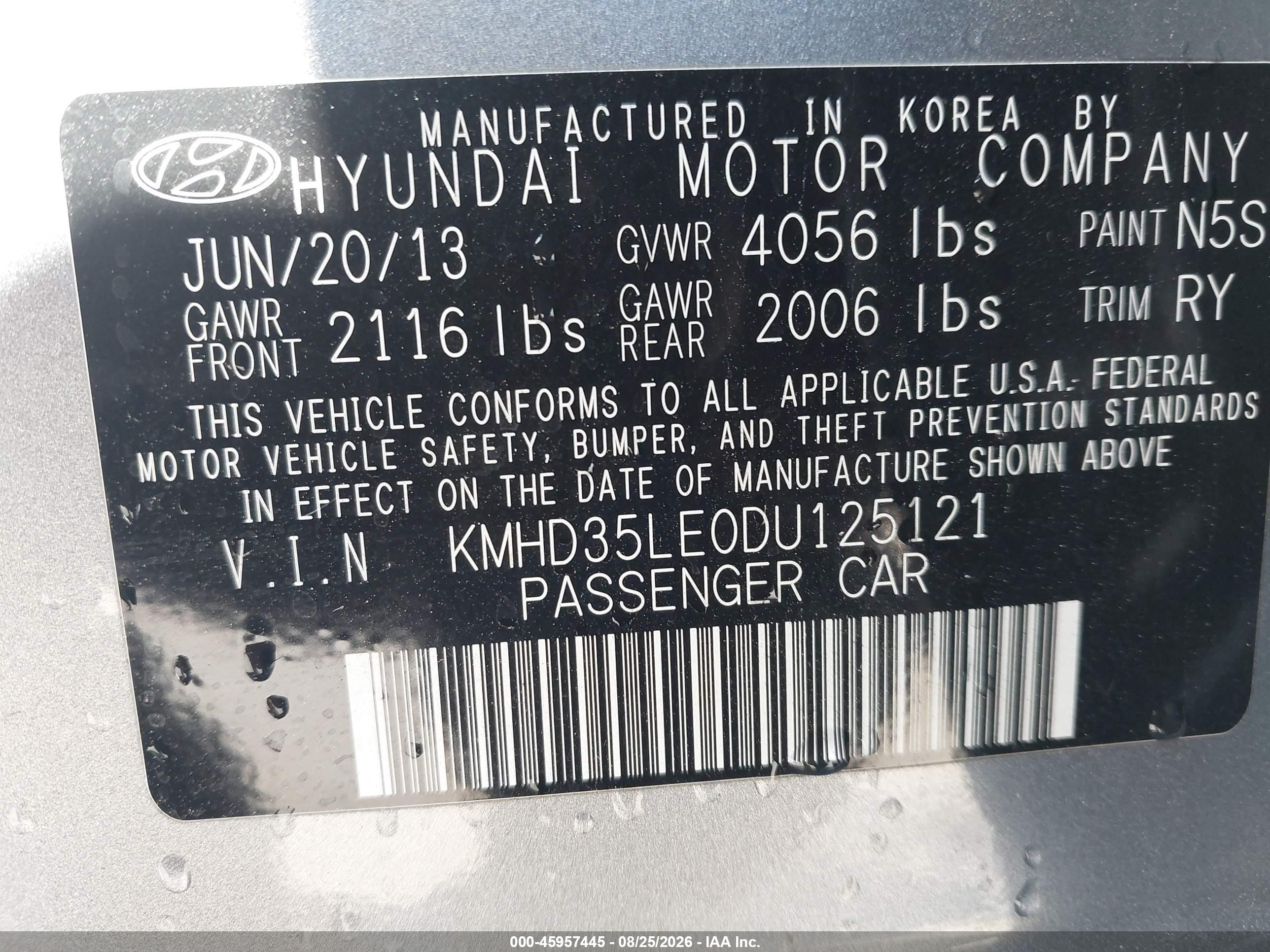 2013 Hyundai Elantra Gt   Gray vin: KMHD35LE0DU125121
