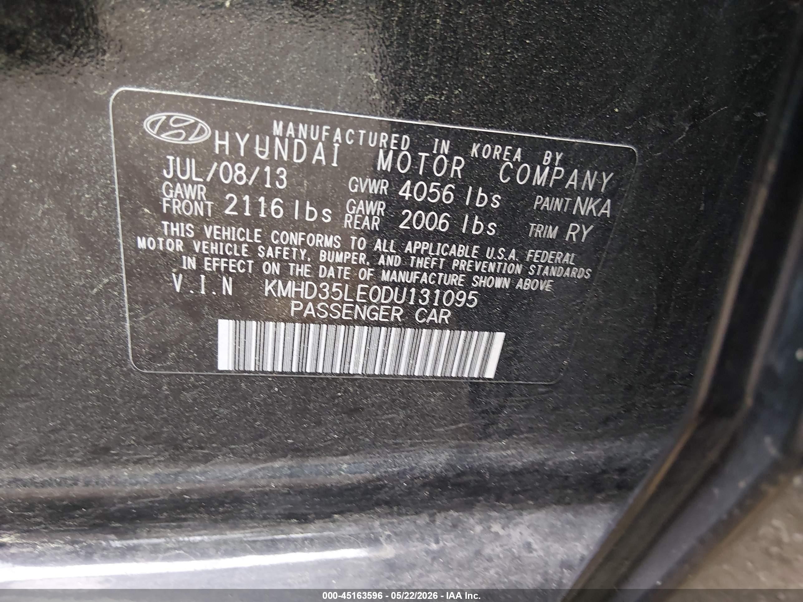 2013 Hyundai Elantra Gt Black vin: KMHD35LE0DU131095
