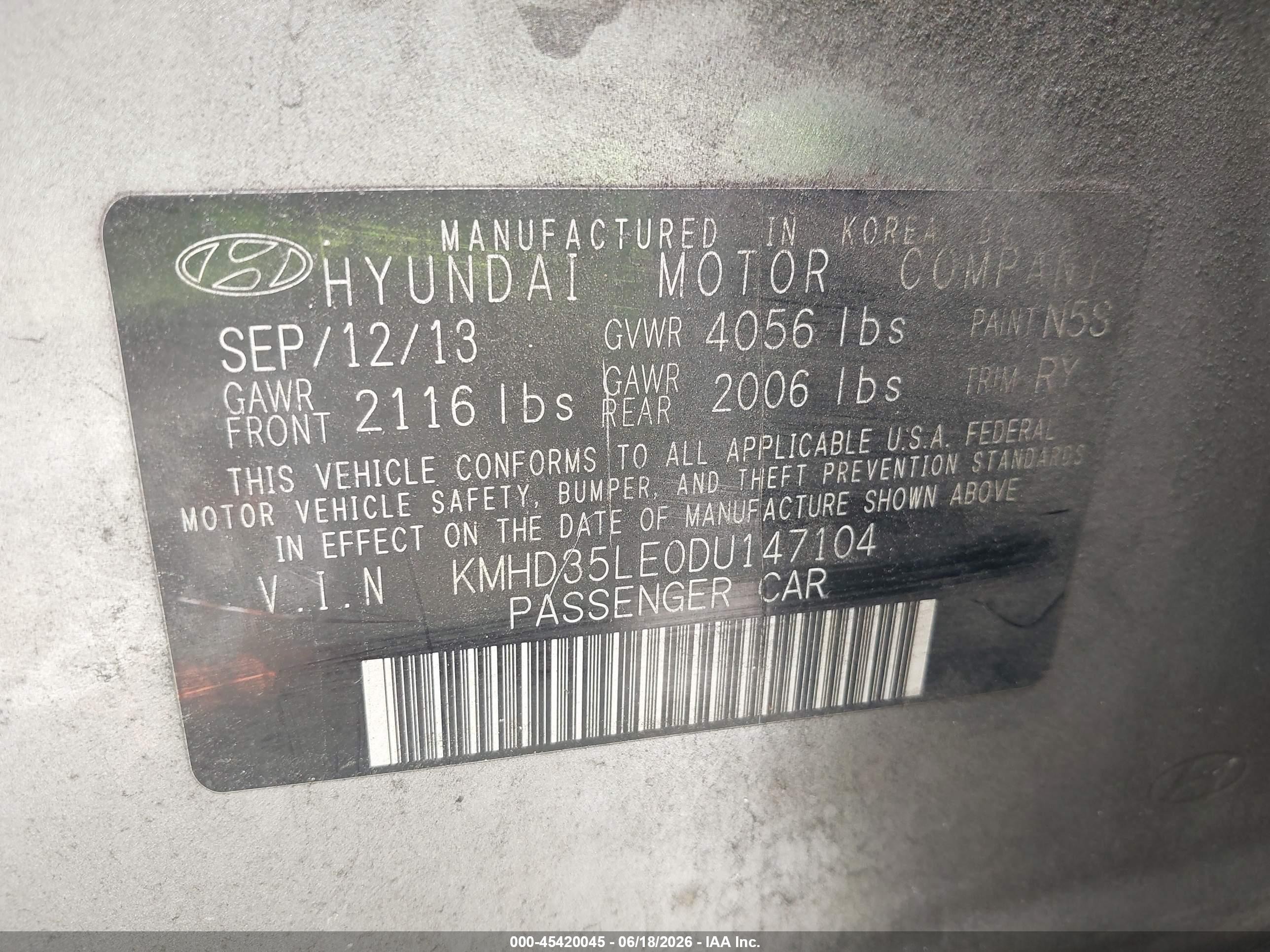 2013 Hyundai Elantra Gt   Gray vin: KMHD35LE0DU147104