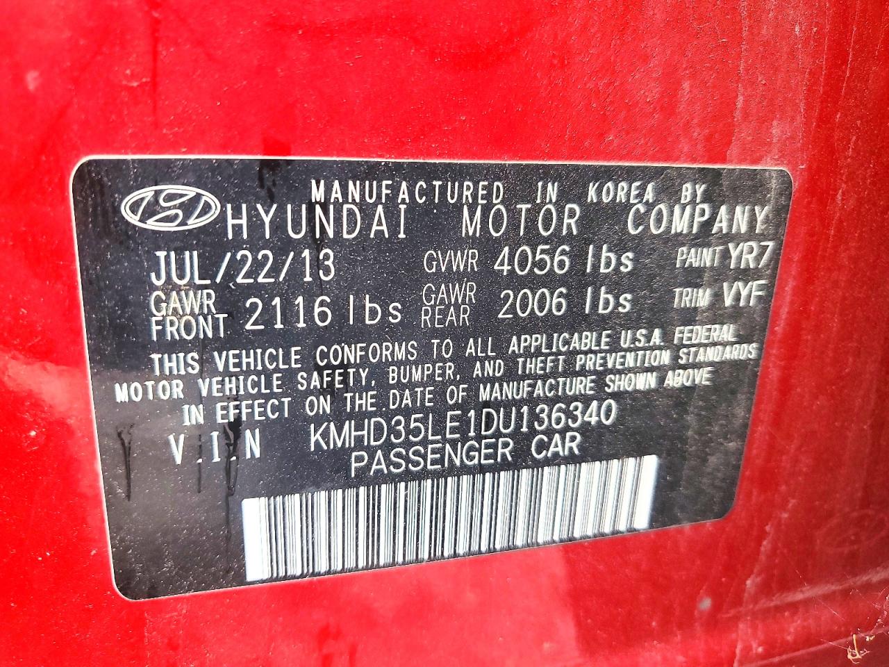 2013 Hyundai Elantra Gt Base Red vin: KMHD35LE1DU136340