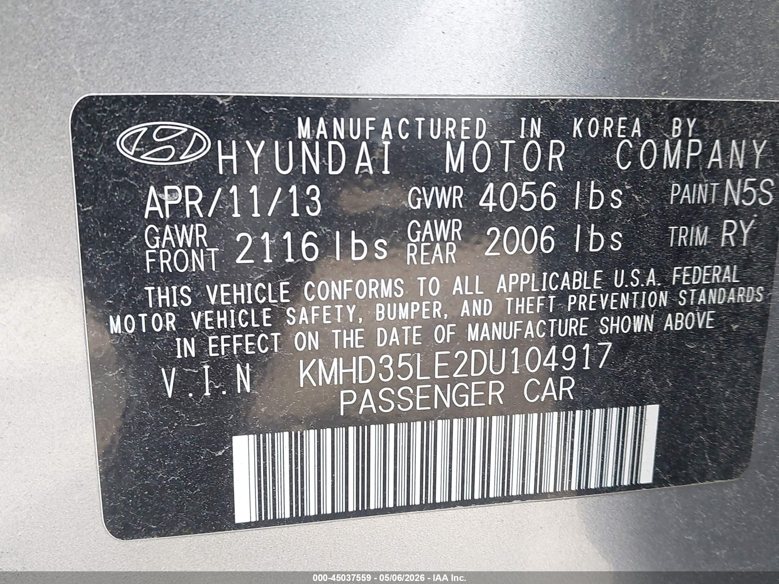 2013 Hyundai Elantra Gt   Silver vin: KMHD35LE2DU104917