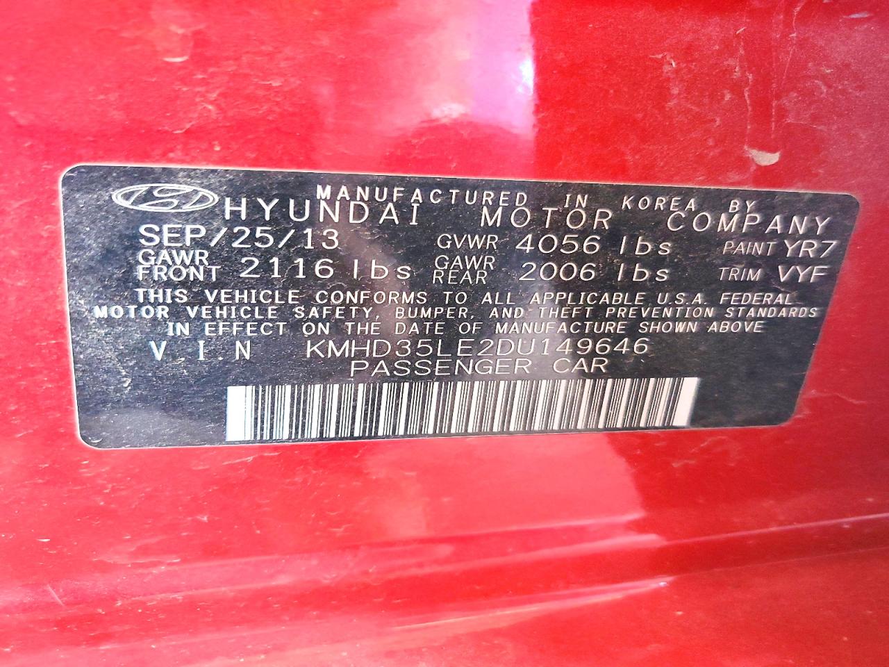 2013 Hyundai Elantra Gt Base Red vin: KMHD35LE2DU149646