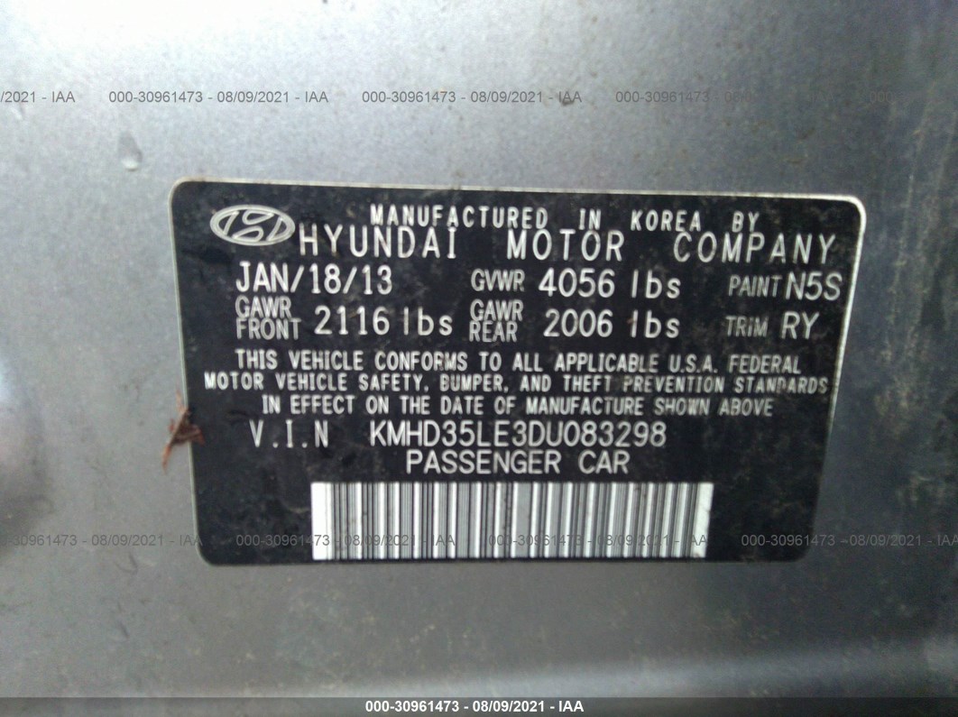 2013 Hyundai Elantra Gt Gray vin: KMHD35LE3DU083298