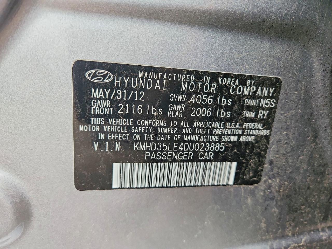 2013 Hyundai Elantra Gt Gray vin: KMHD35LE4DU023885