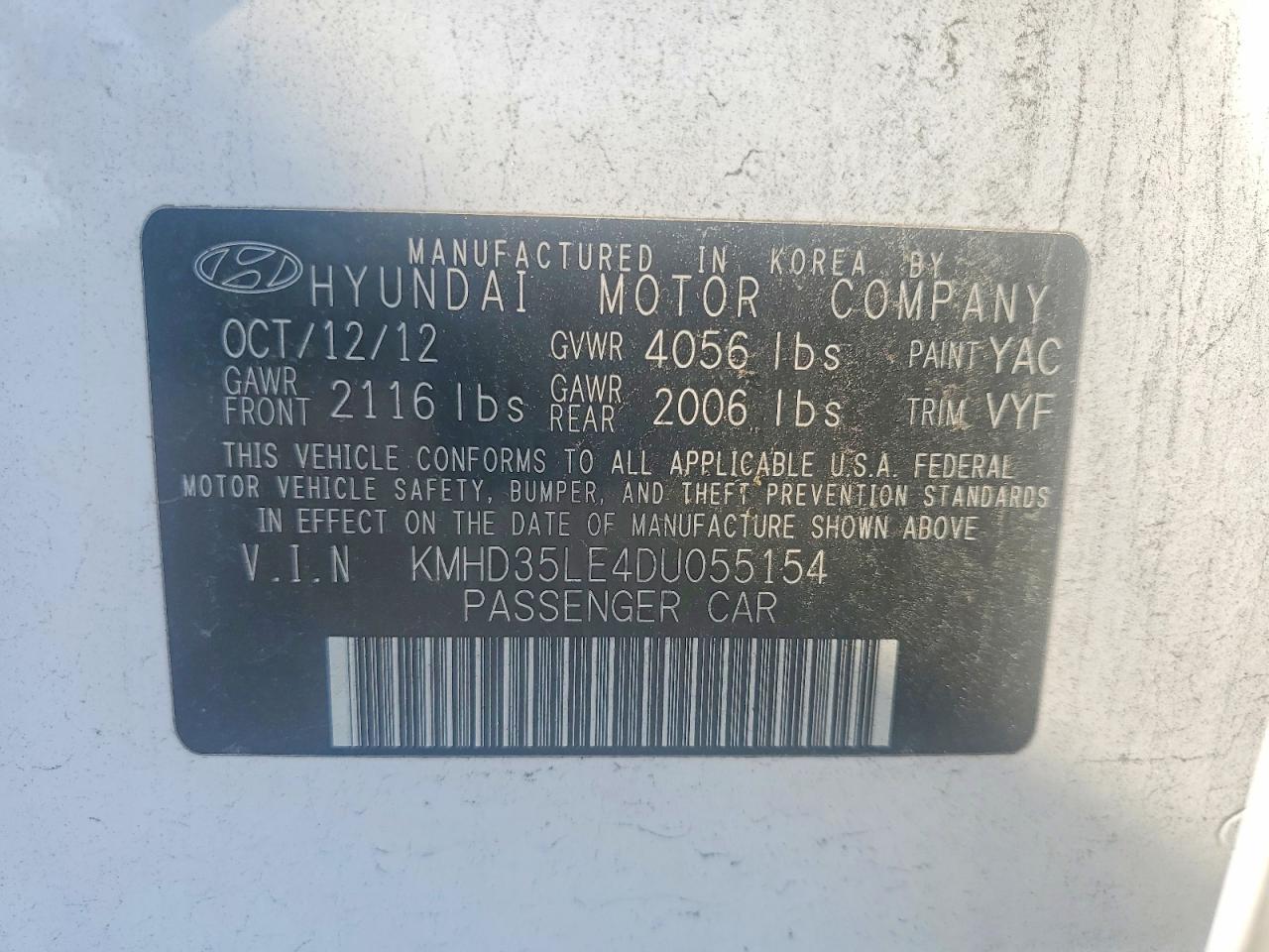 2013 Hyundai Elantra Gt Base Белый vin: KMHD35LE4DU055154