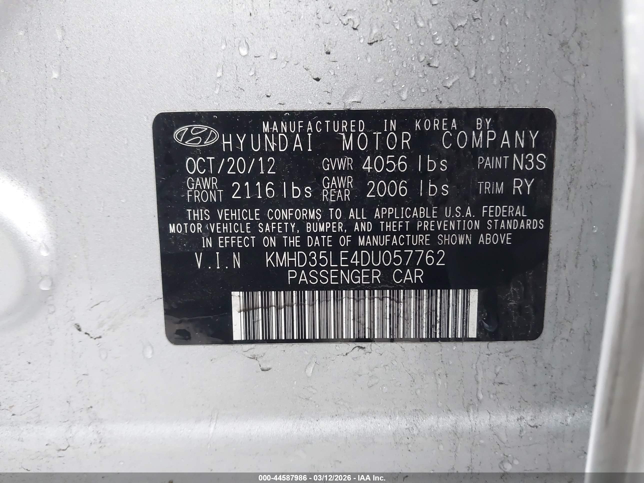 2013 Hyundai Elantra Gt   Gray vin: KMHD35LE4DU057762