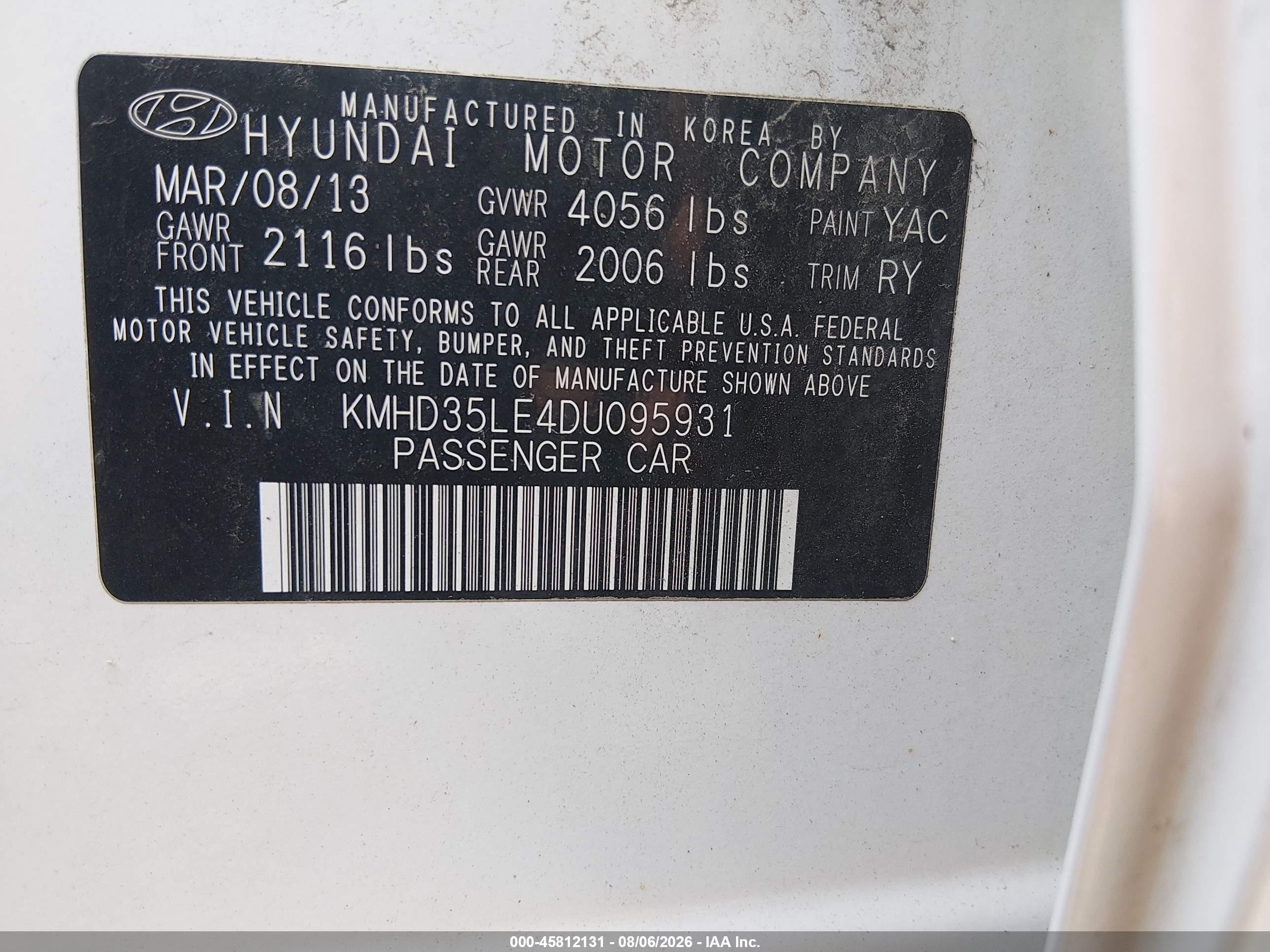 2013 Hyundai Elantra Gt White vin: KMHD35LE4DU095931