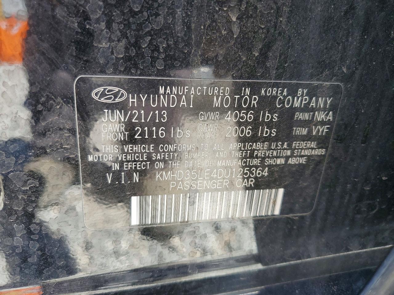 2013 Hyundai Elantra Gt Base Black vin: KMHD35LE4DU125364
